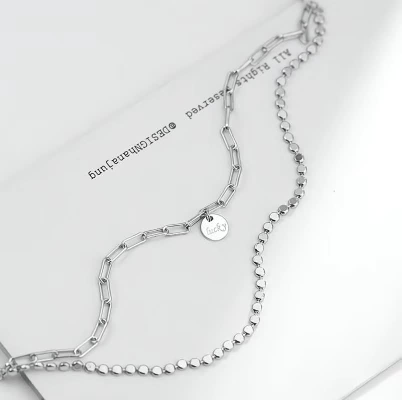 دستبند 2 ردیفه نقره عیار 925 مدل شانس (lucky)  