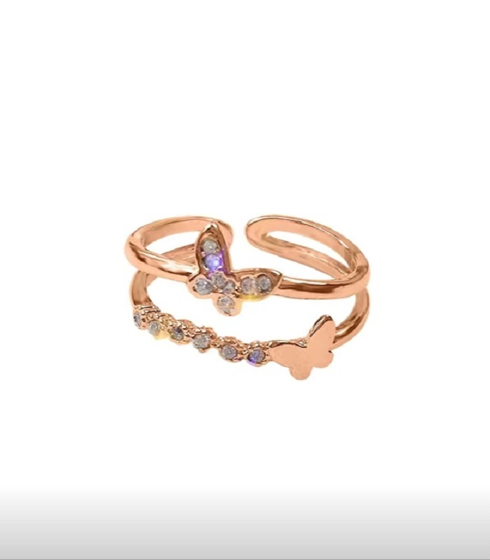 انگشتر 2 ردیفه / نگین مخرجکاری شده/