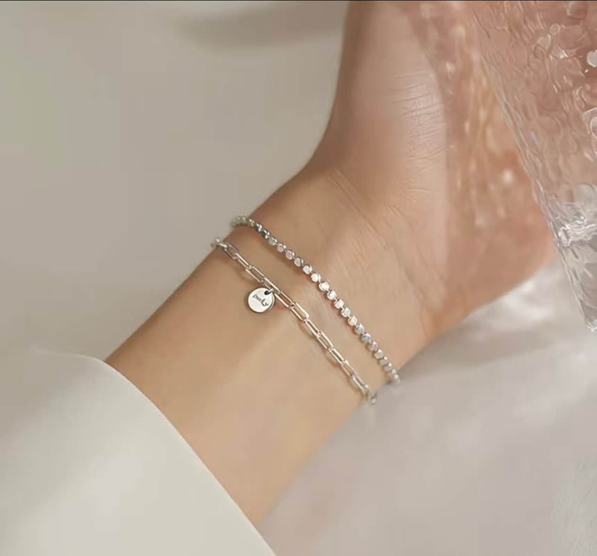 دستبند 2 ردیفه نقره عیار 925 مدل شانس (lucky)  