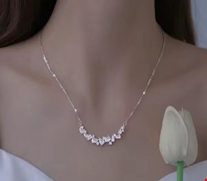 گردنبند نقره S925 و دستبند مدل گل ویستریا- کد15