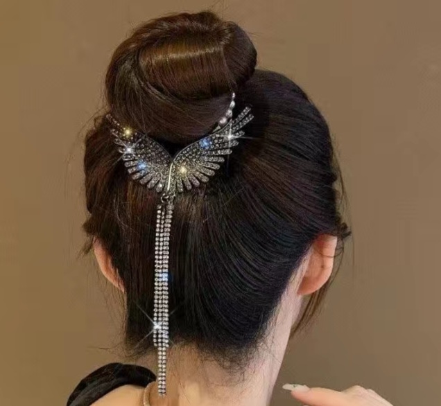 گیره مو گوجه ای طرح بال فرشته(وارداتی)رنگ مشکی