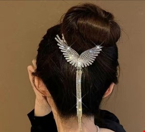 گیره مو گوجه ای طرح بال فرشته طلایی کد 2