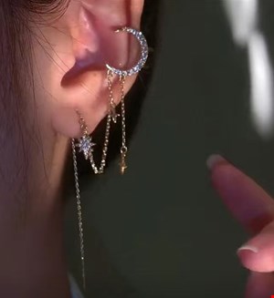 ایر کاف ماه و ستاره ( گوشواره ) مخصوص گوش راست -رنگ طلایی کد 10/1