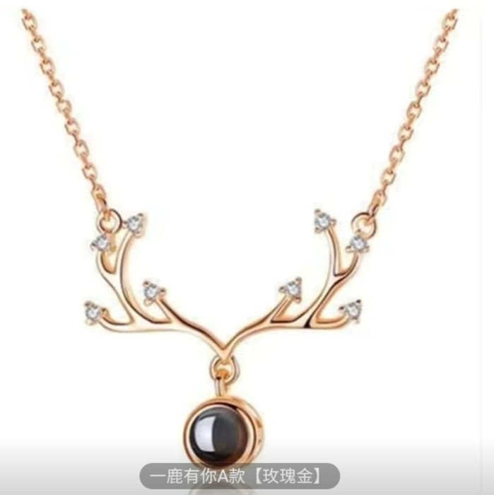 گردنبند عشق (دوستت دارم به 100 زبان دنیا) نقره عیار 925 رنگ رزگلد کد13/1