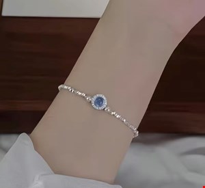 دستبند نقره عیار ۹۲۵ با نگین آکوامارین مدل ۲۰۲۶